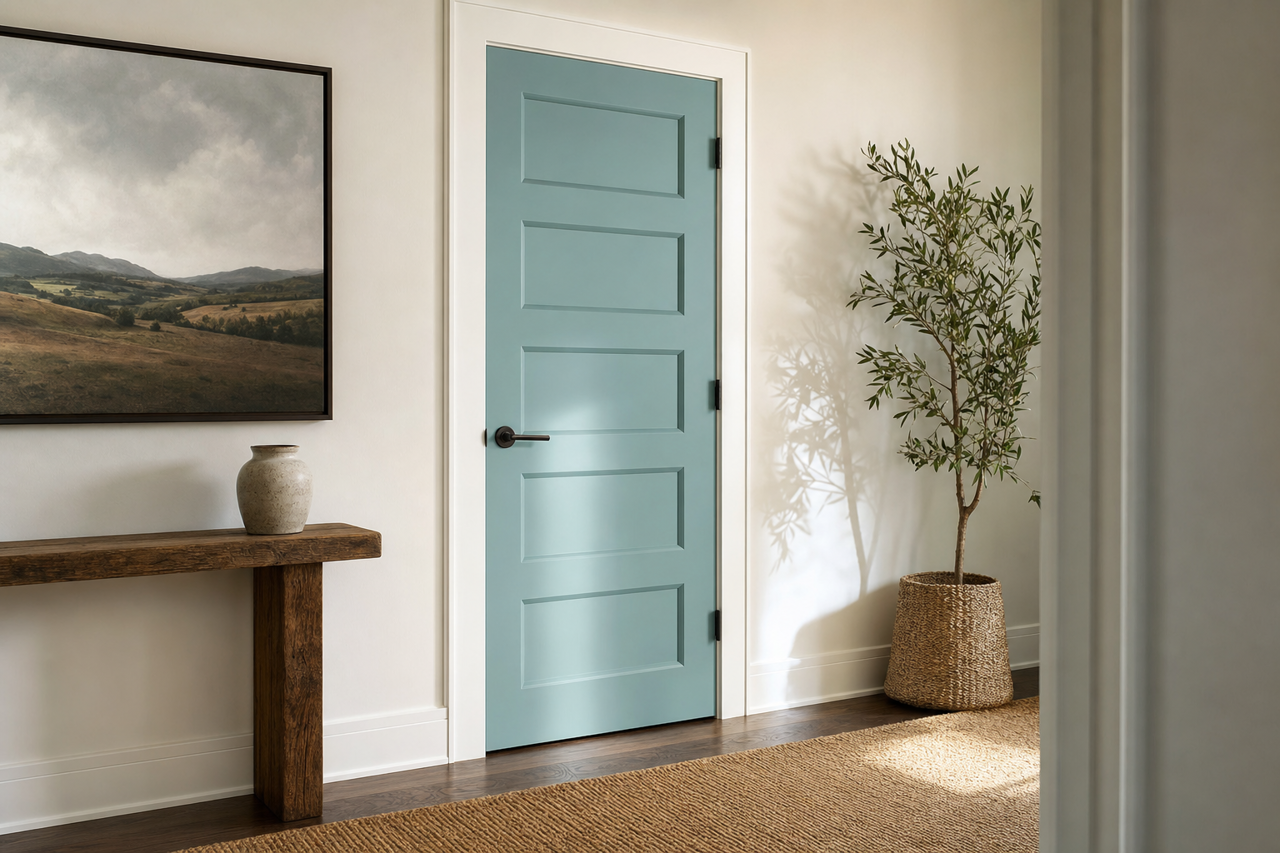Turquoise Porcelain by Valspar on interior-doors
