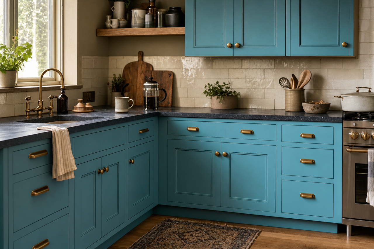 Aqua Dance by Valspar on cabinets