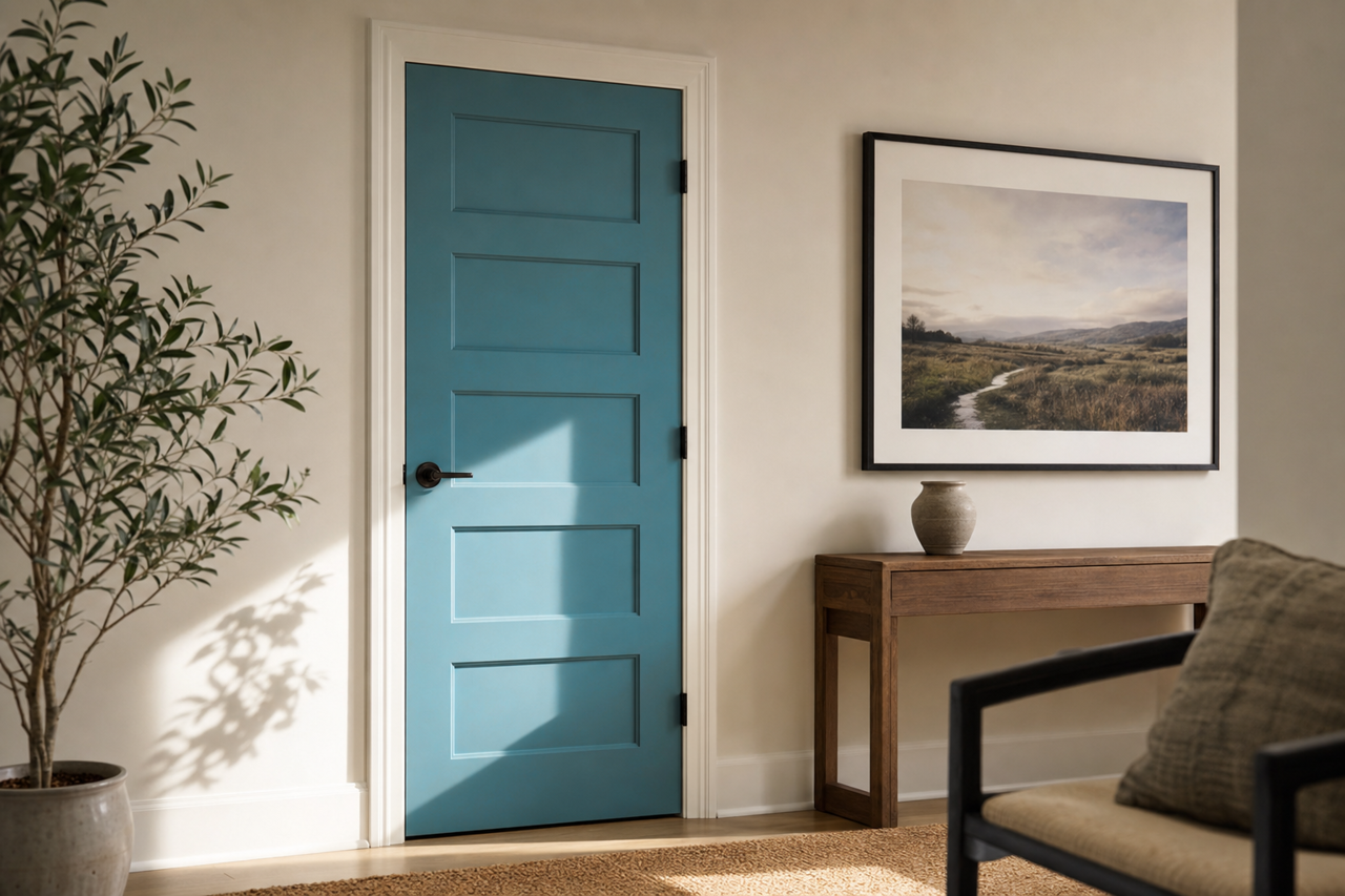 Aqua Dance by Valspar on interior-doors