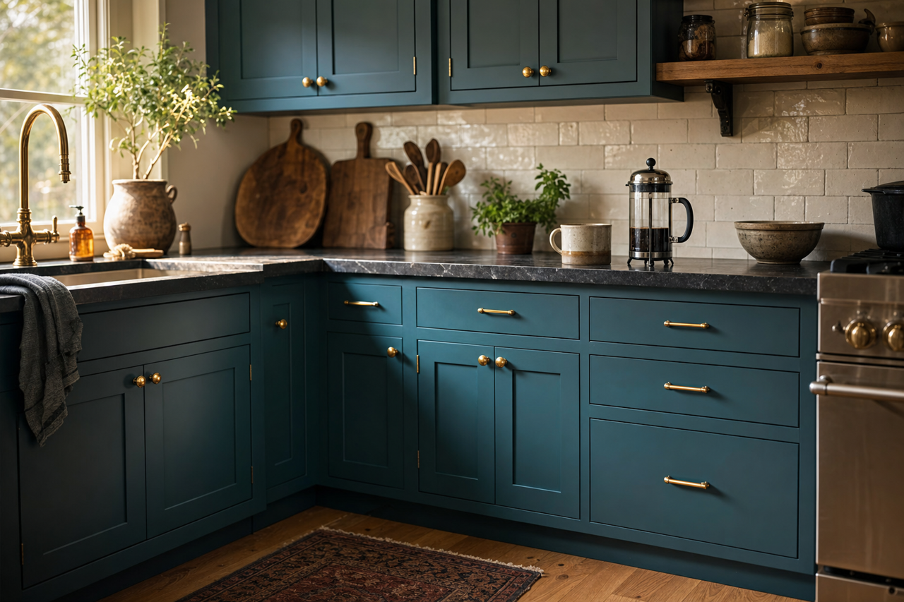 Night Scape by Valspar on cabinets