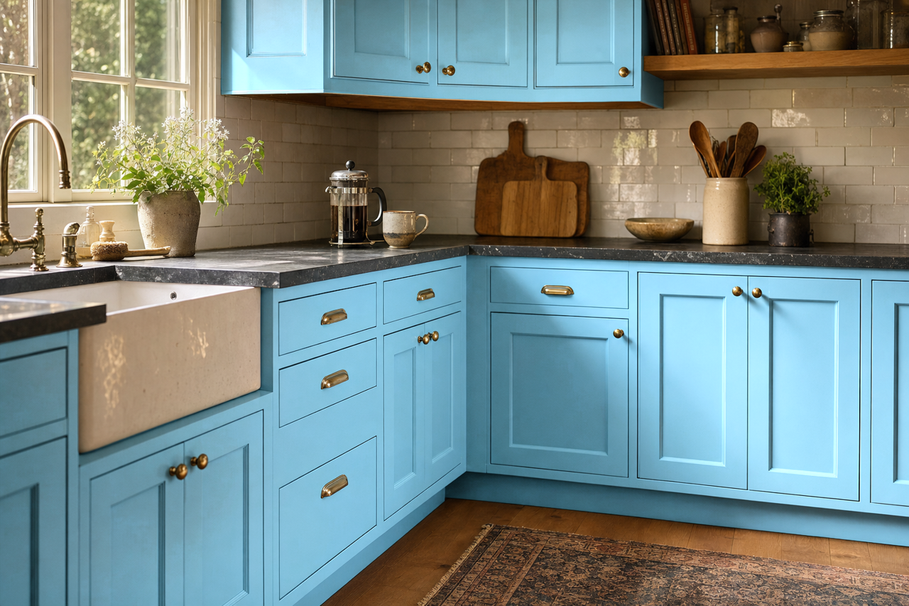 Summer Splash by Valspar on cabinets