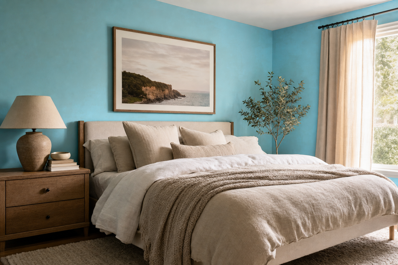 Fiesta Blue by Valspar on interiors