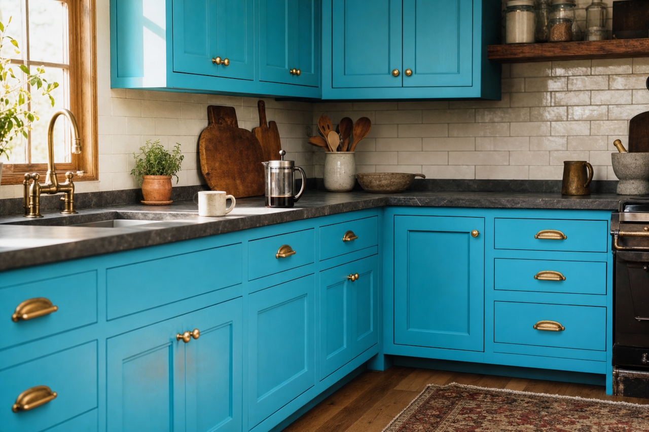 Fragrant Bouquet by Valspar on cabinets