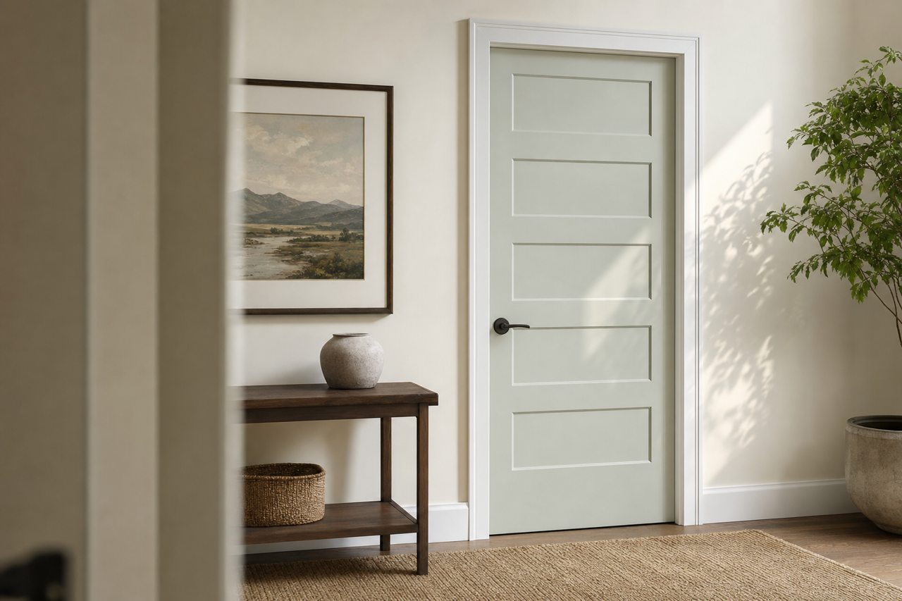 Quiet Mint by Valspar on interior-doors