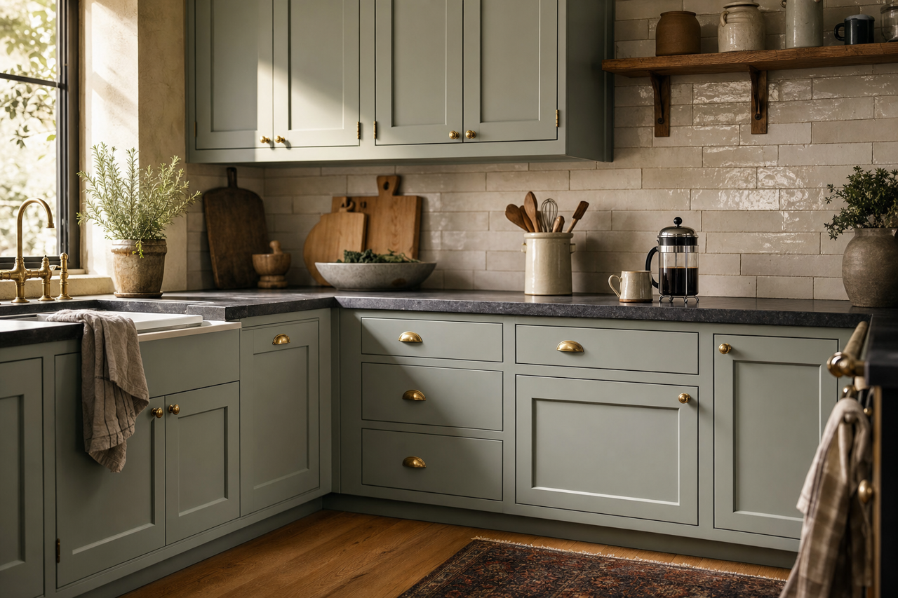 Spring Spirits by Valspar on cabinets