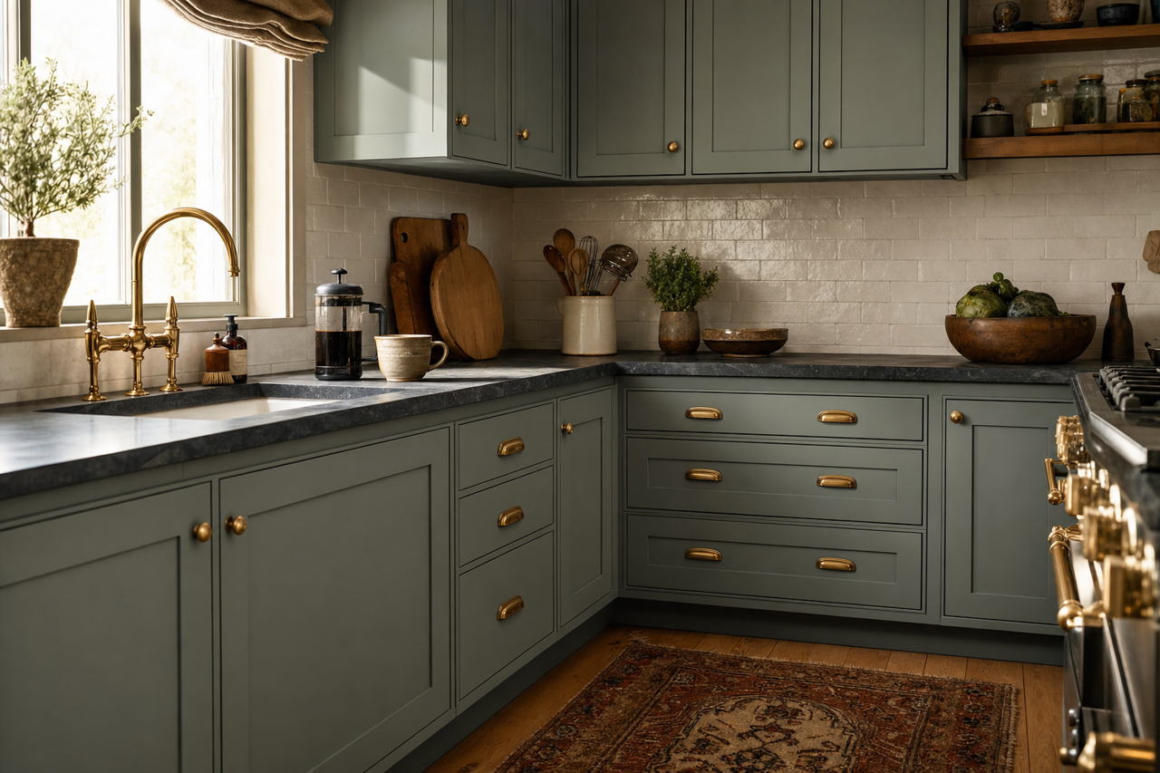 Taiga Spruce by Valspar on cabinets