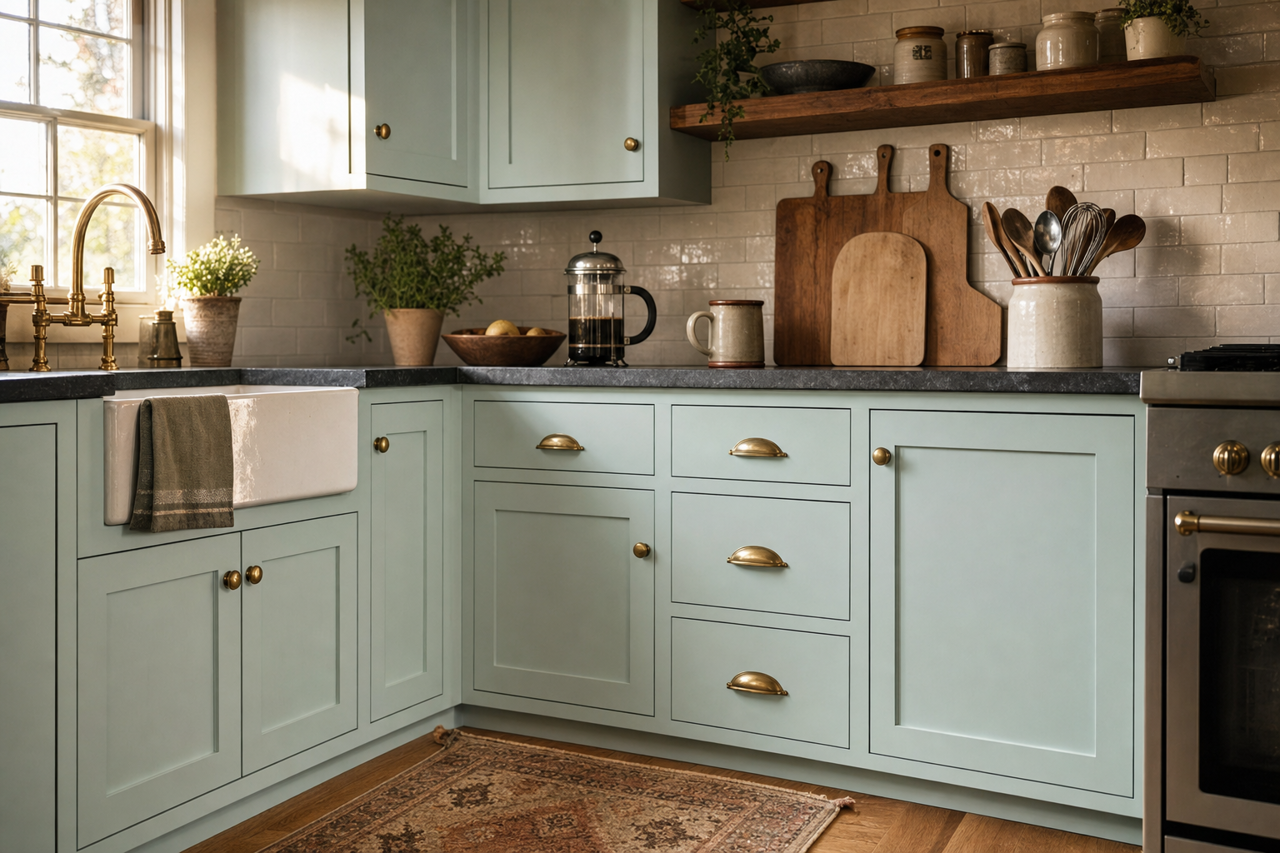 Aquatic Edge by Valspar on cabinets