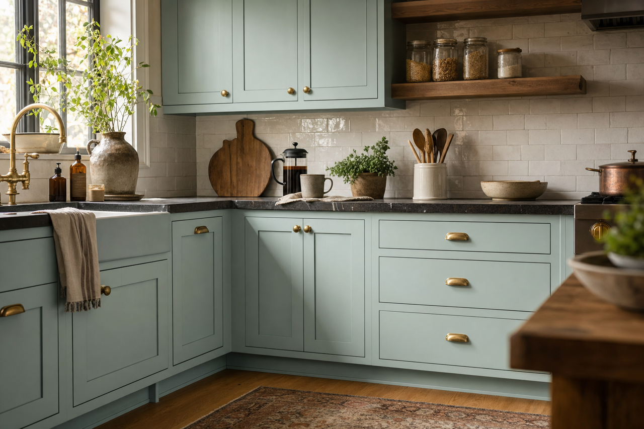 Destiny by Valspar on cabinets