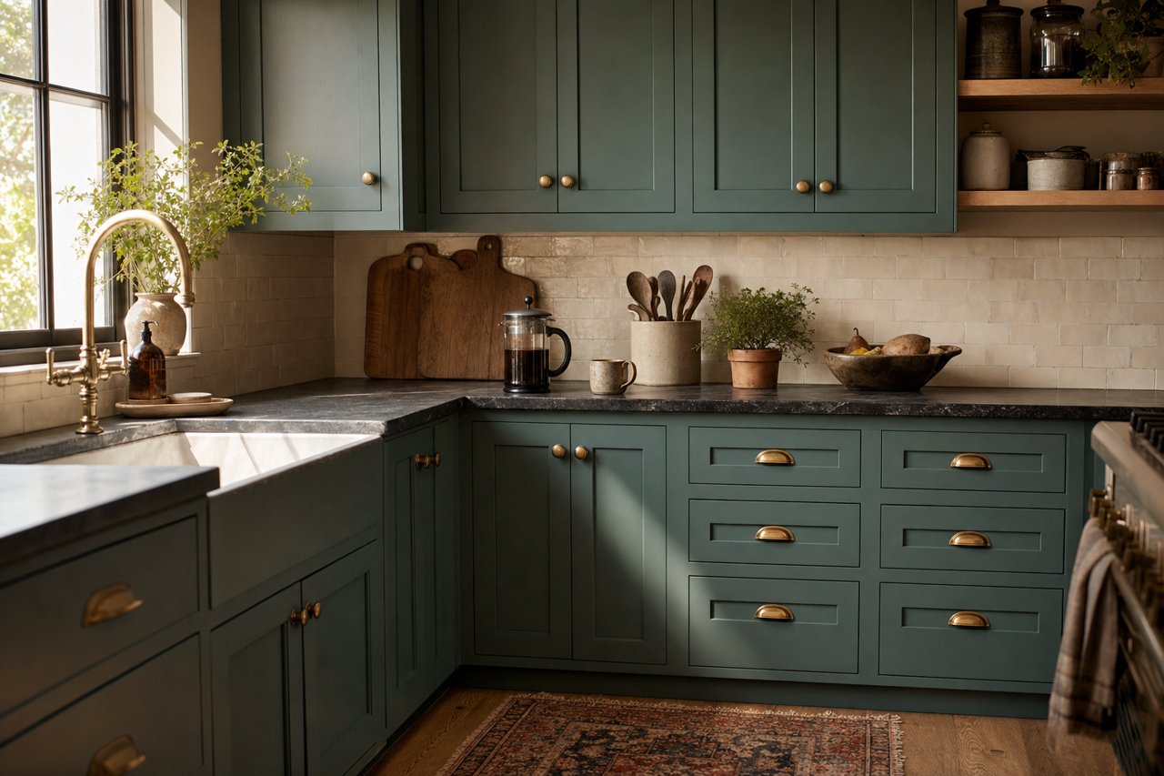 Shady Palm by Valspar on cabinets