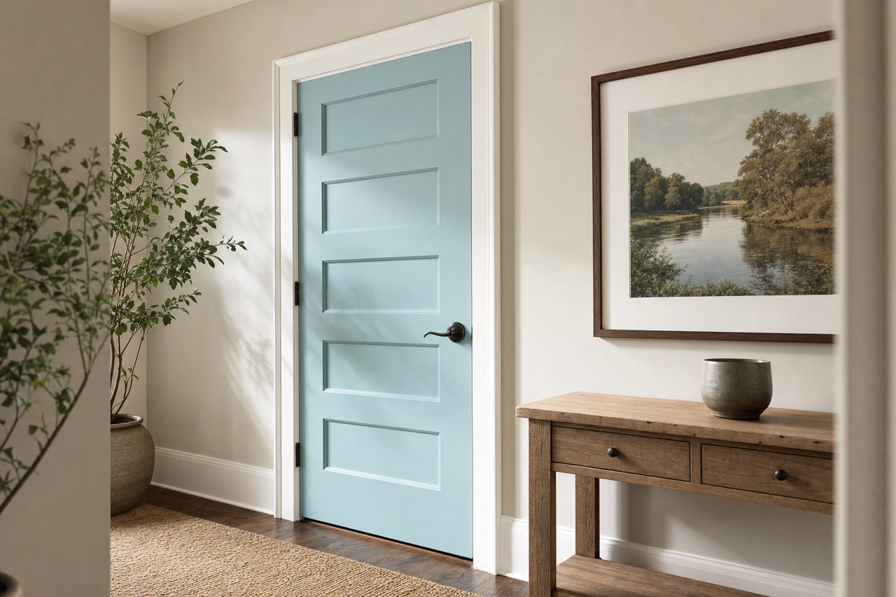 Sea Sparkle by Valspar on interior-doors