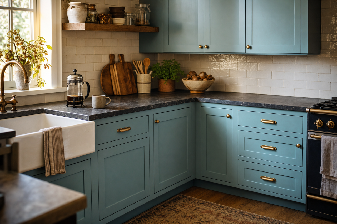 Fresh Basin by Valspar on cabinets