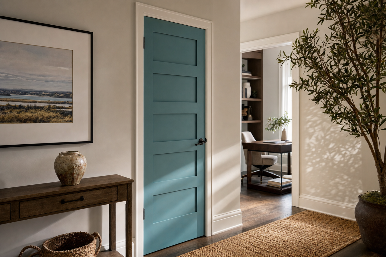 Ocean Voyage by Valspar on interior-doors