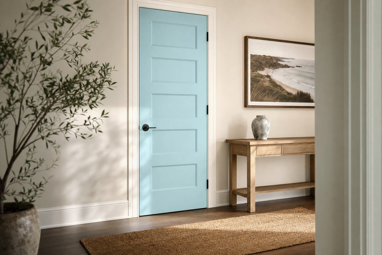 River Mist by Valspar on interior-doors