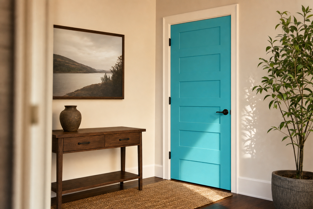 Exotic Sea by Valspar on interior-doors