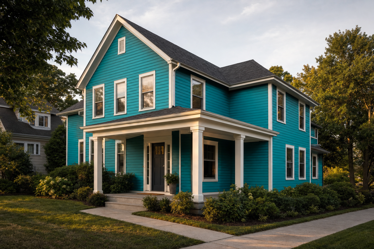 Bay Teal by Valspar on exterior