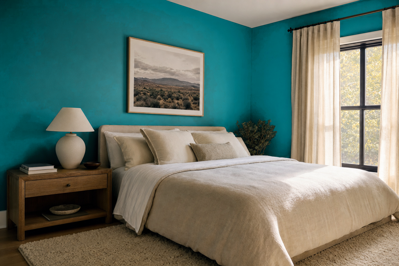 Bay Teal by Valspar on interiors
