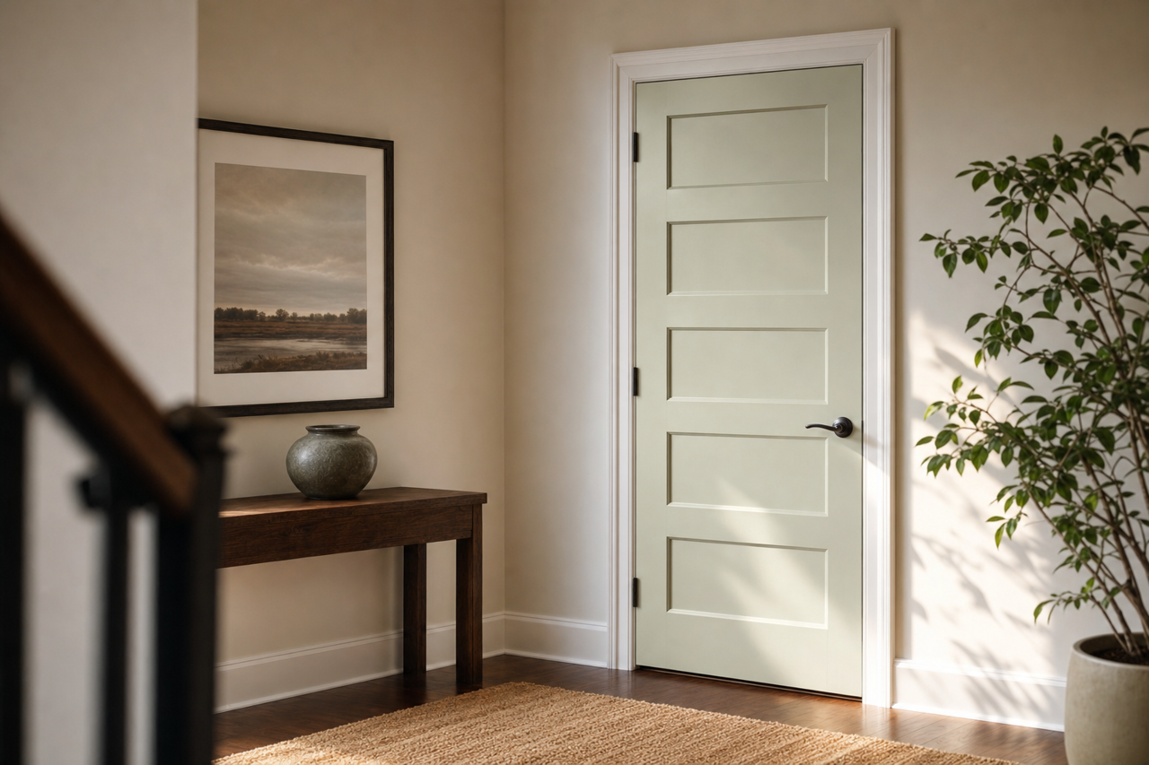 Mint Glaze by Valspar on interior-doors