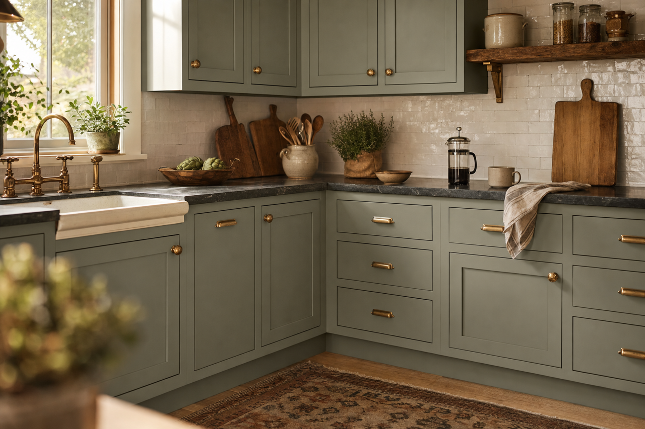 Fields of Green by Valspar on cabinets