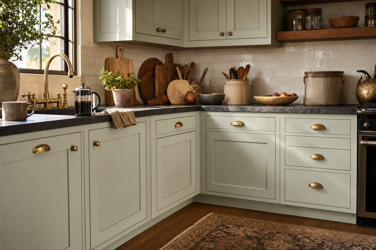 Garden Flower by Valspar on cabinets