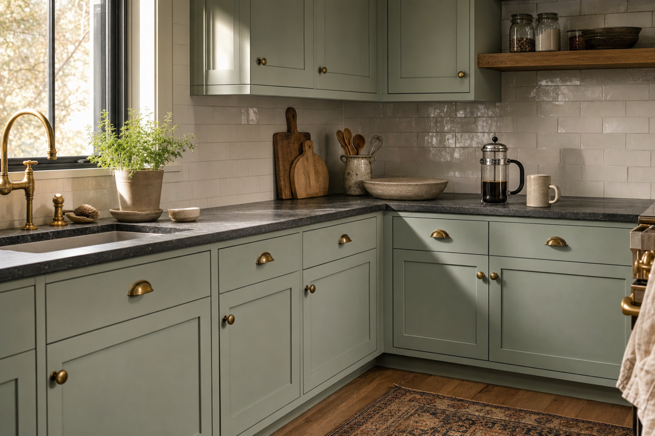 Favourite Jade by Valspar on cabinets