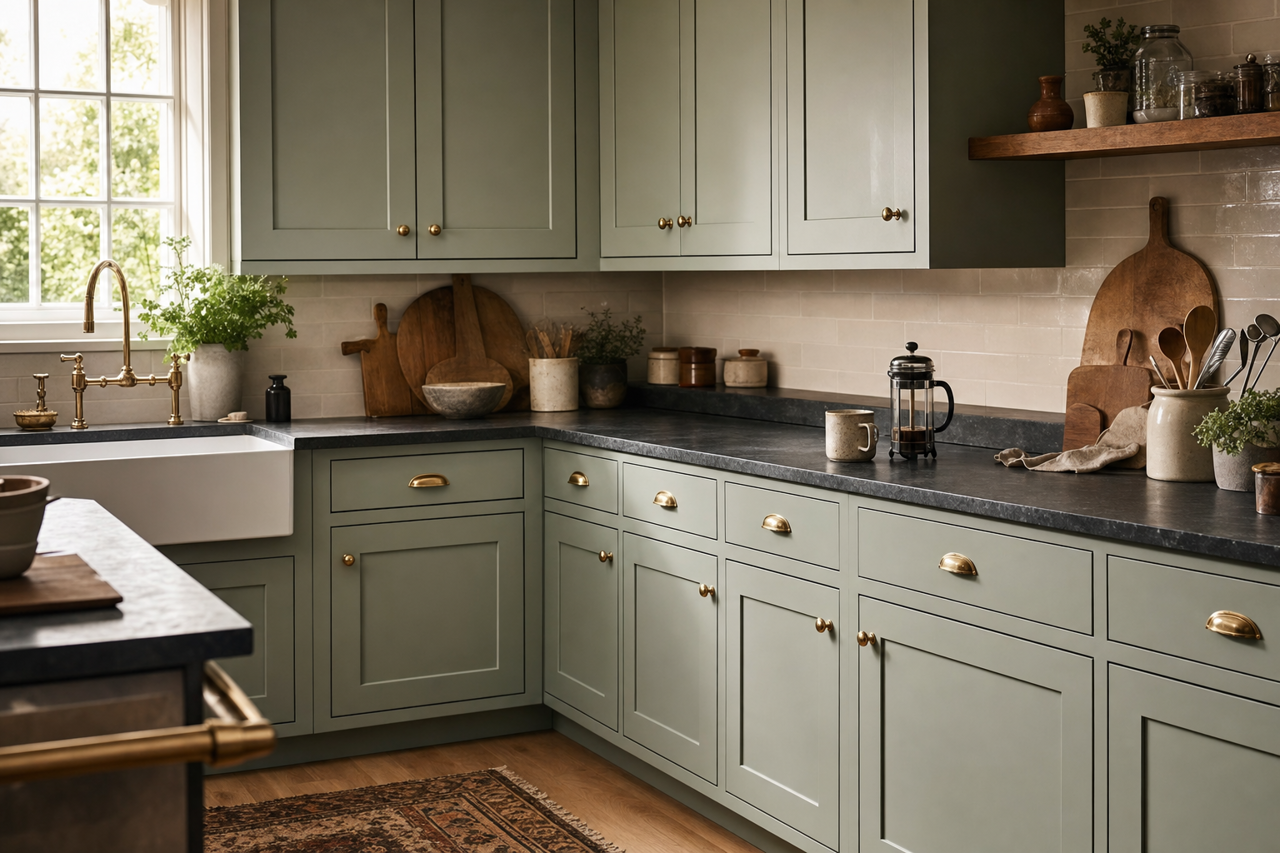 Field of Pines by Valspar on cabinets