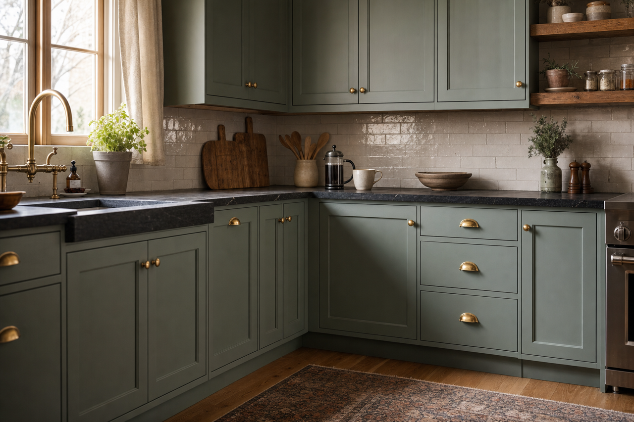 Blueridge Fir by Valspar on cabinets