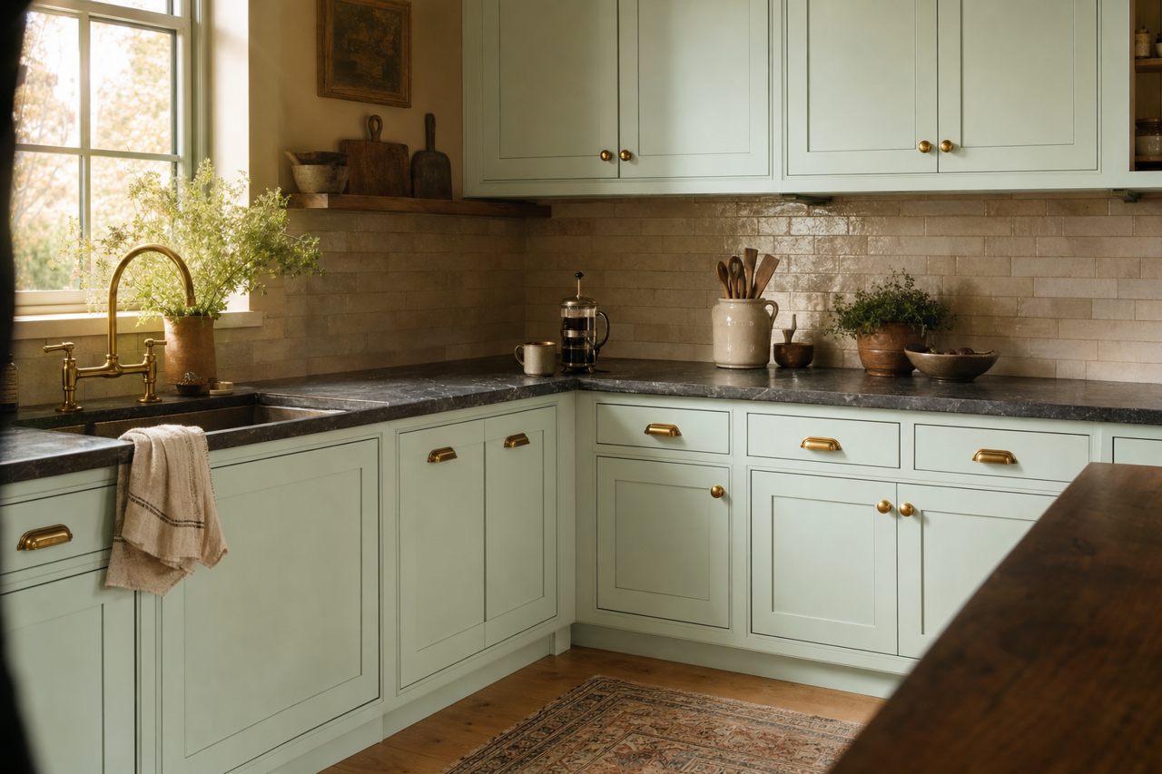Blowing Bubbles by Valspar on cabinets