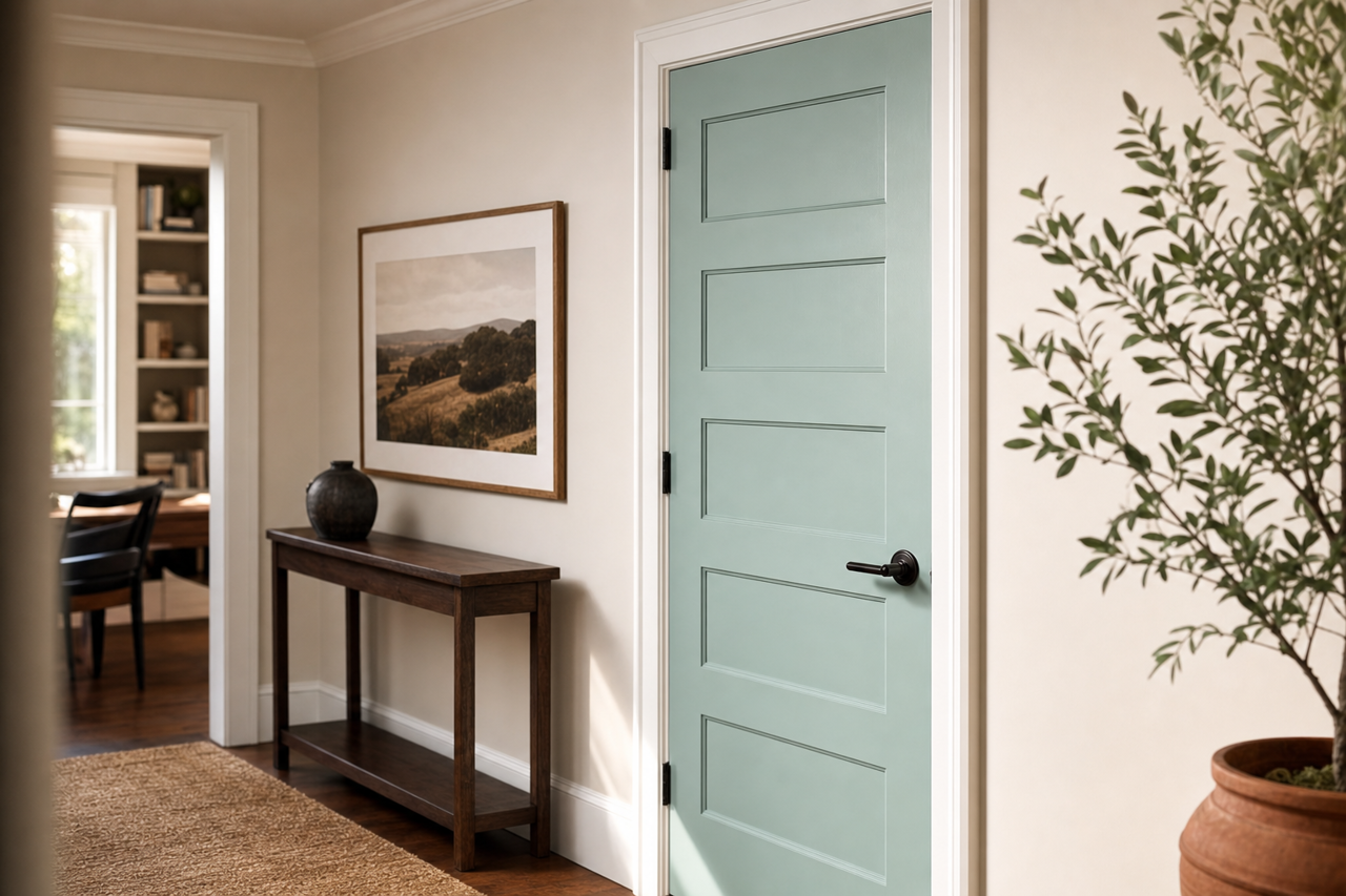 Valley Haze by Valspar on interior-doors