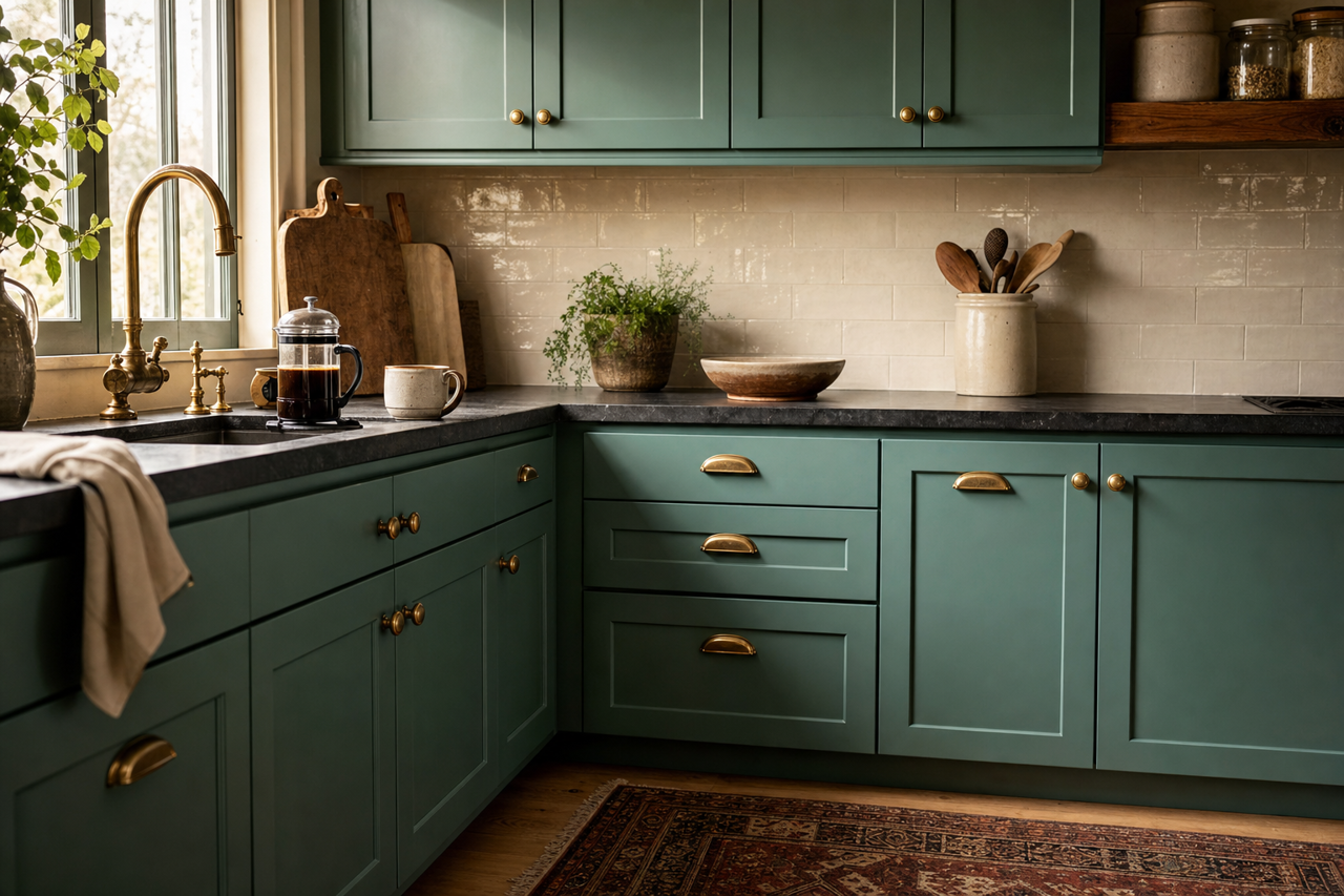 Moonlit Surf by Valspar on cabinets