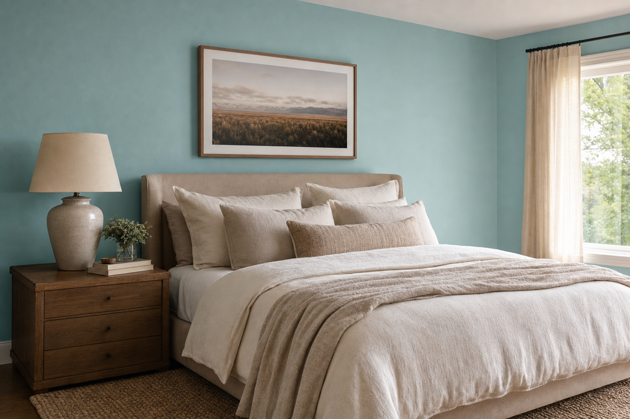 Crystal Sea by Valspar on interiors