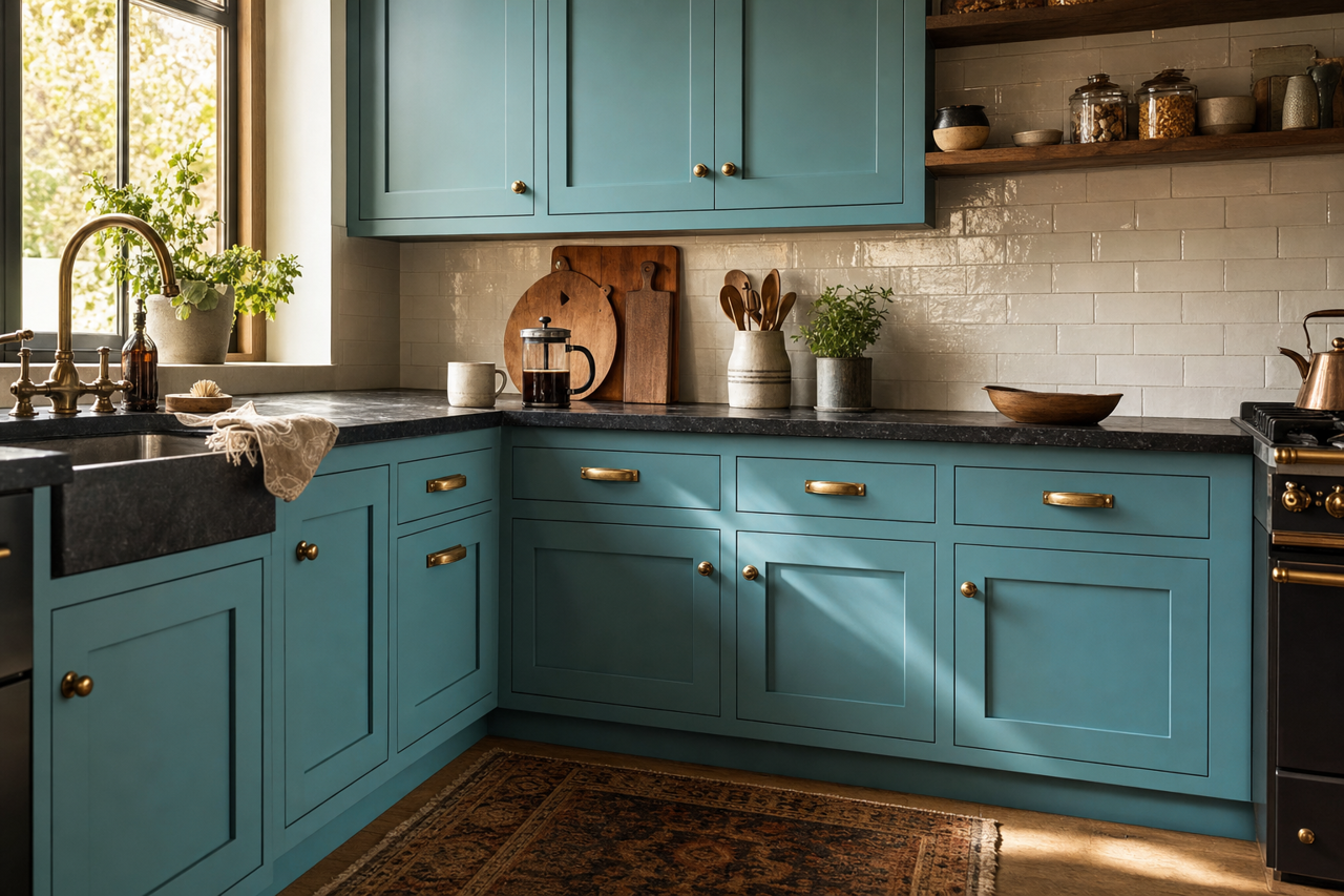 Tropical Oasis by Valspar on cabinets