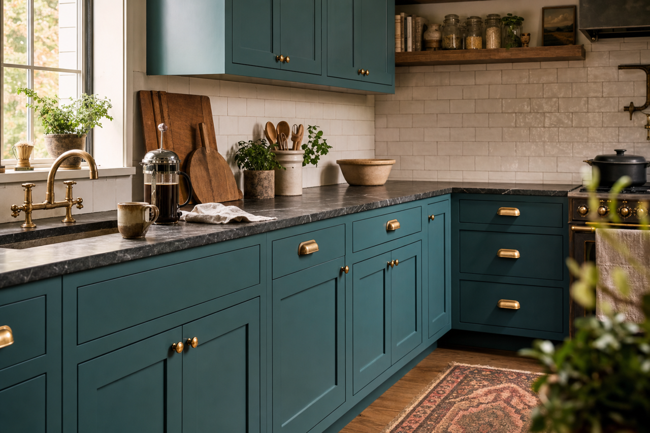 Ocean Slumber by Valspar on cabinets