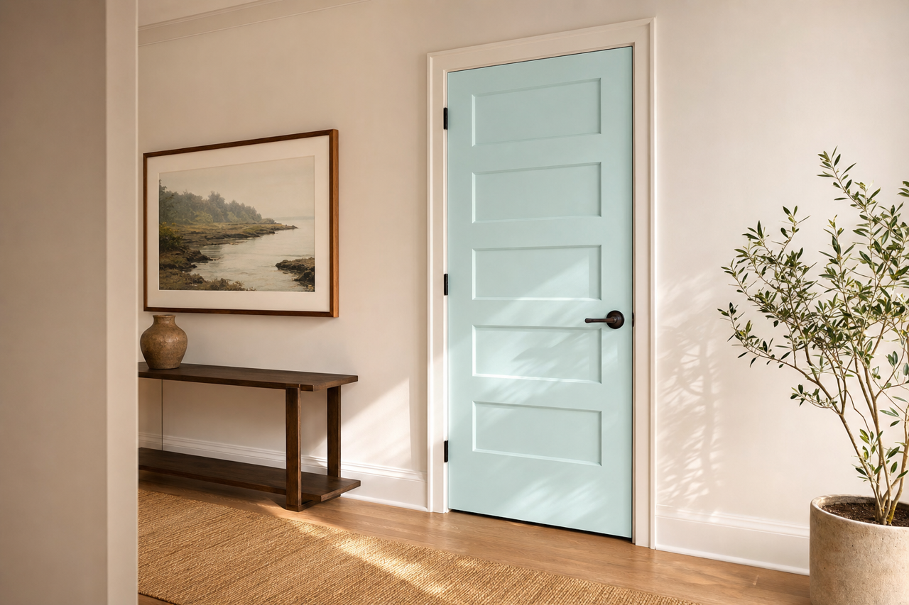 Icy Blue by Valspar on interior-doors