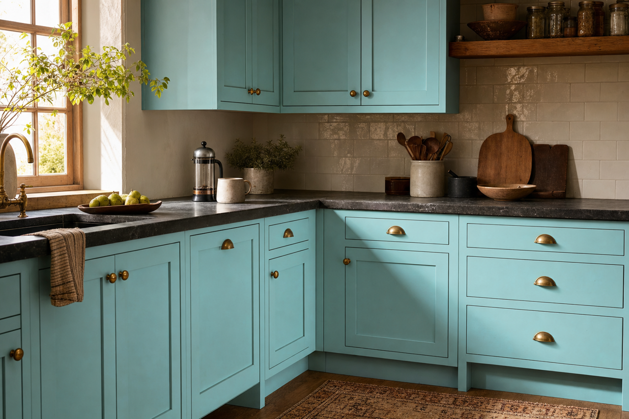 Beach Sparkle by Valspar on cabinets