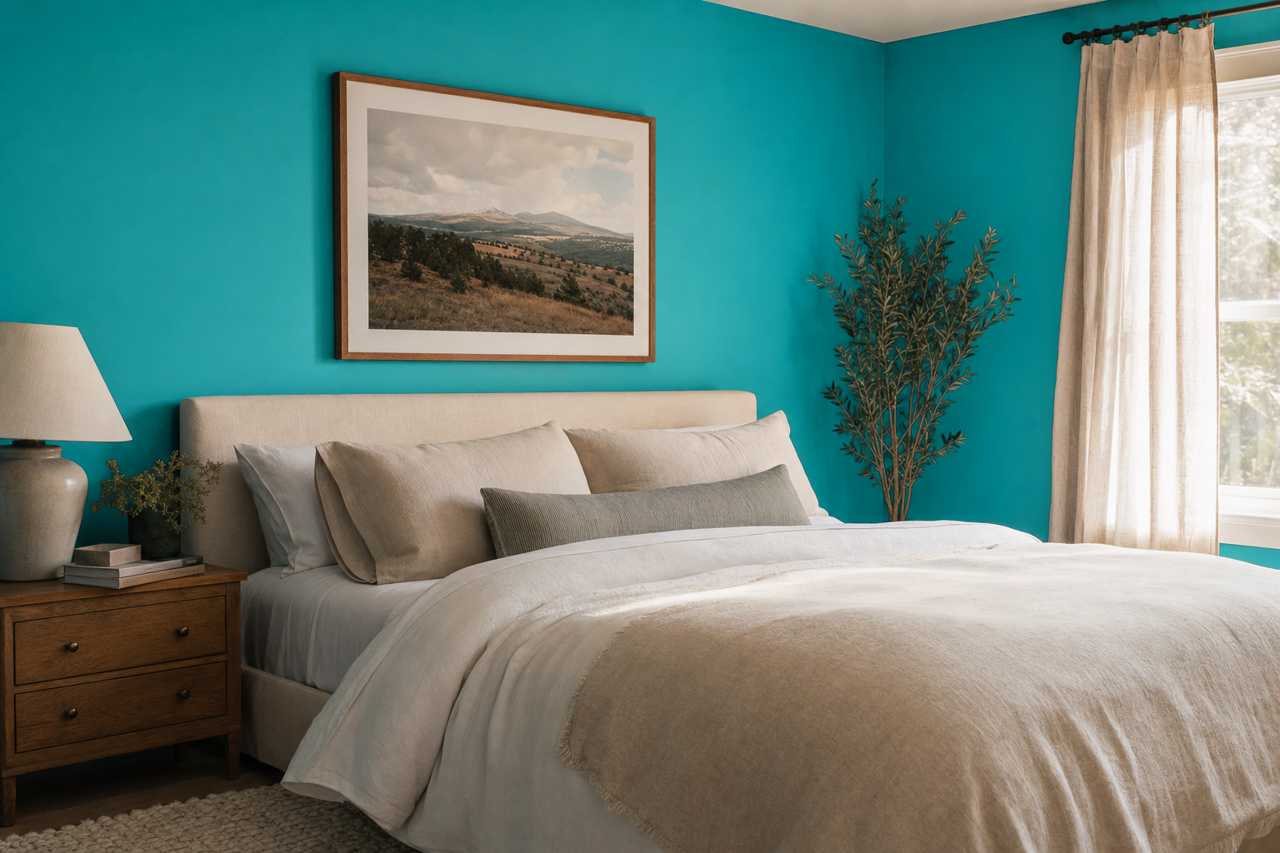 Cool Rain by Valspar on interiors