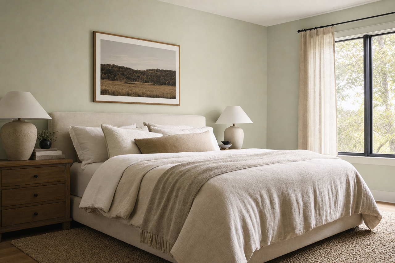 Sage Morsel by Valspar on interiors