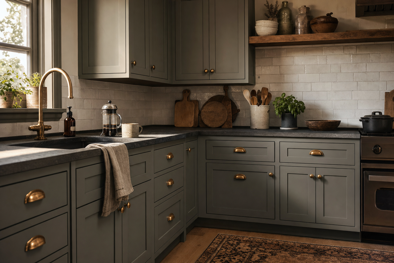 Quaking Bog by Valspar on cabinets