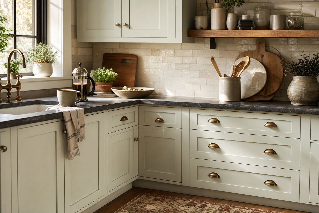 Luna by Valspar on cabinets