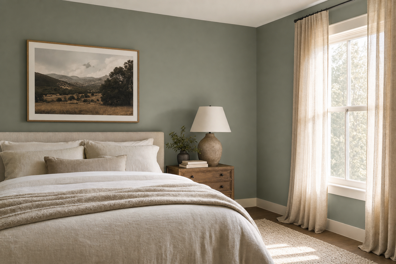 Green Peppercorn by Valspar on interiors