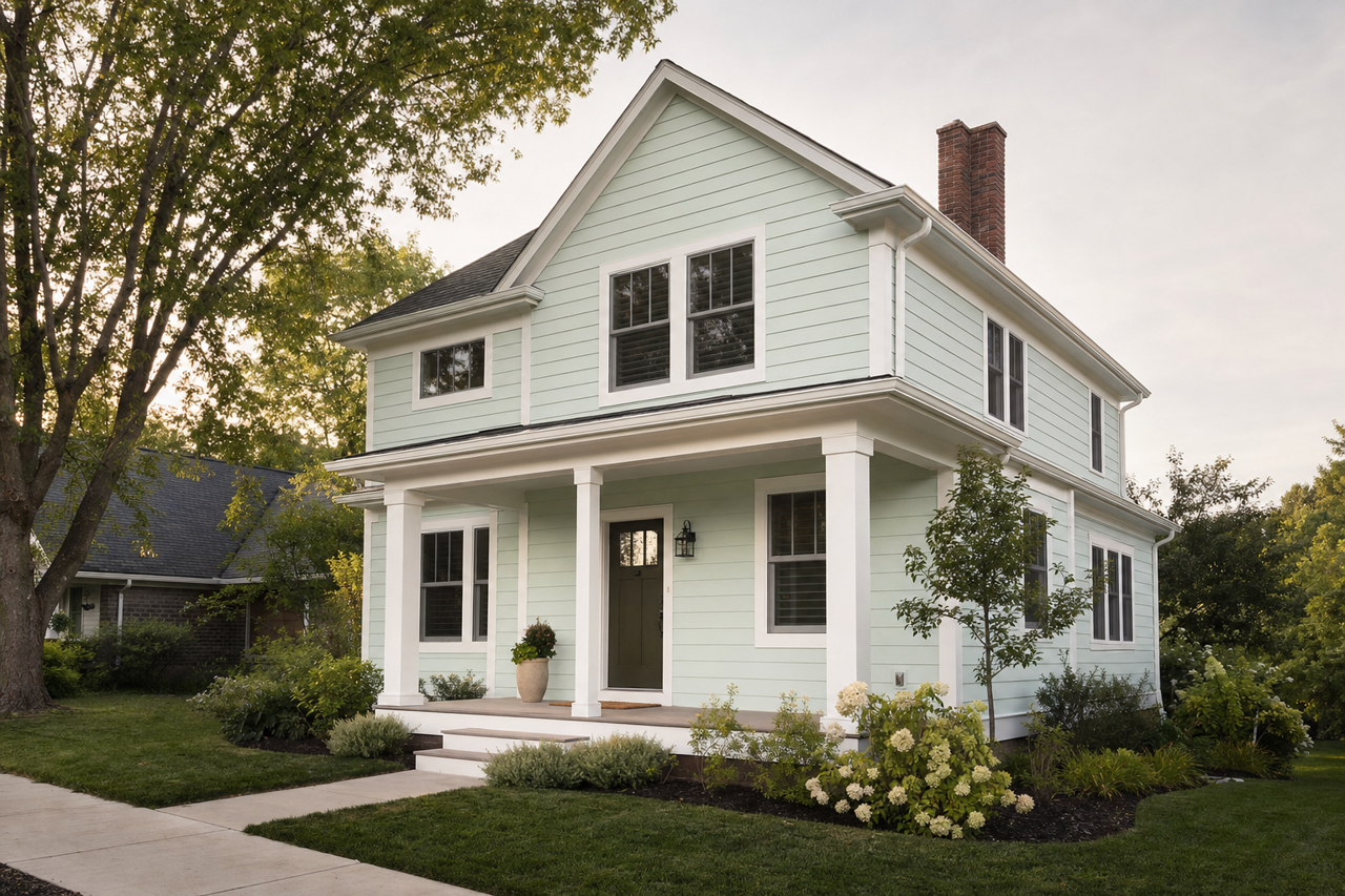 Pillow Mint by Valspar on exterior