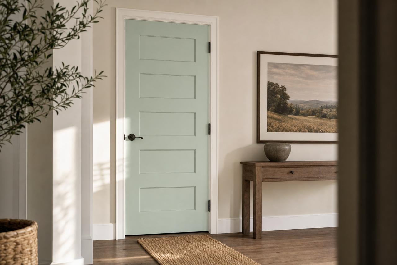Sweet Mint by Valspar on interior-doors