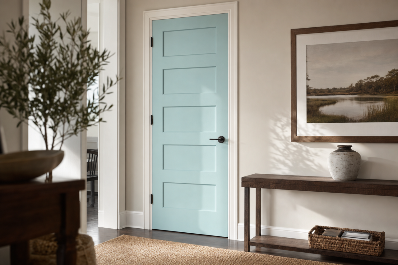Sea Tickle by Valspar on interior-doors