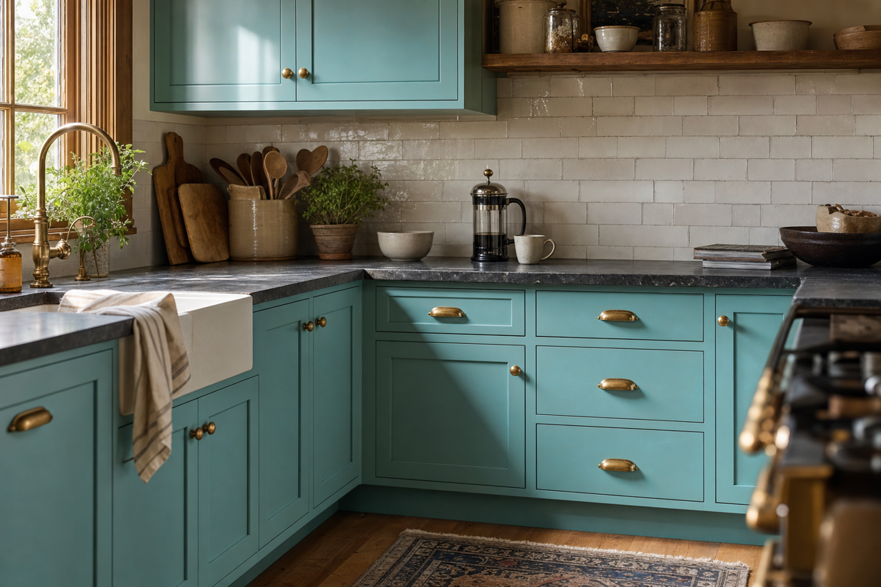 Well Water by Valspar on cabinets