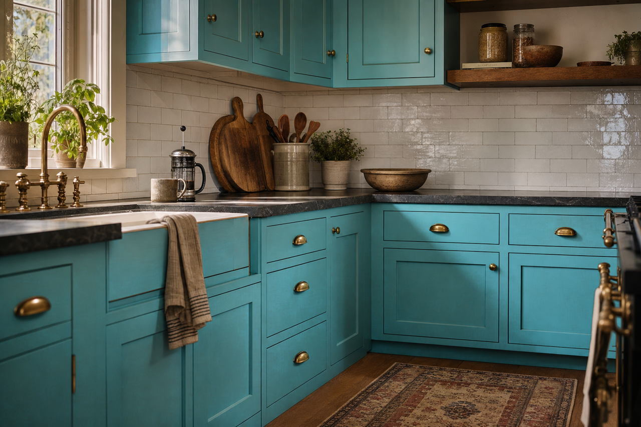 Sea Exposure by Valspar on cabinets