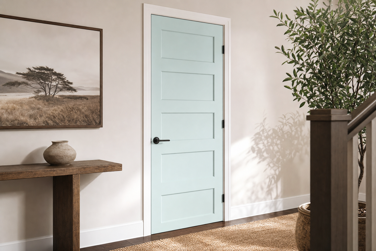 Blue Whisper by Valspar on interior-doors