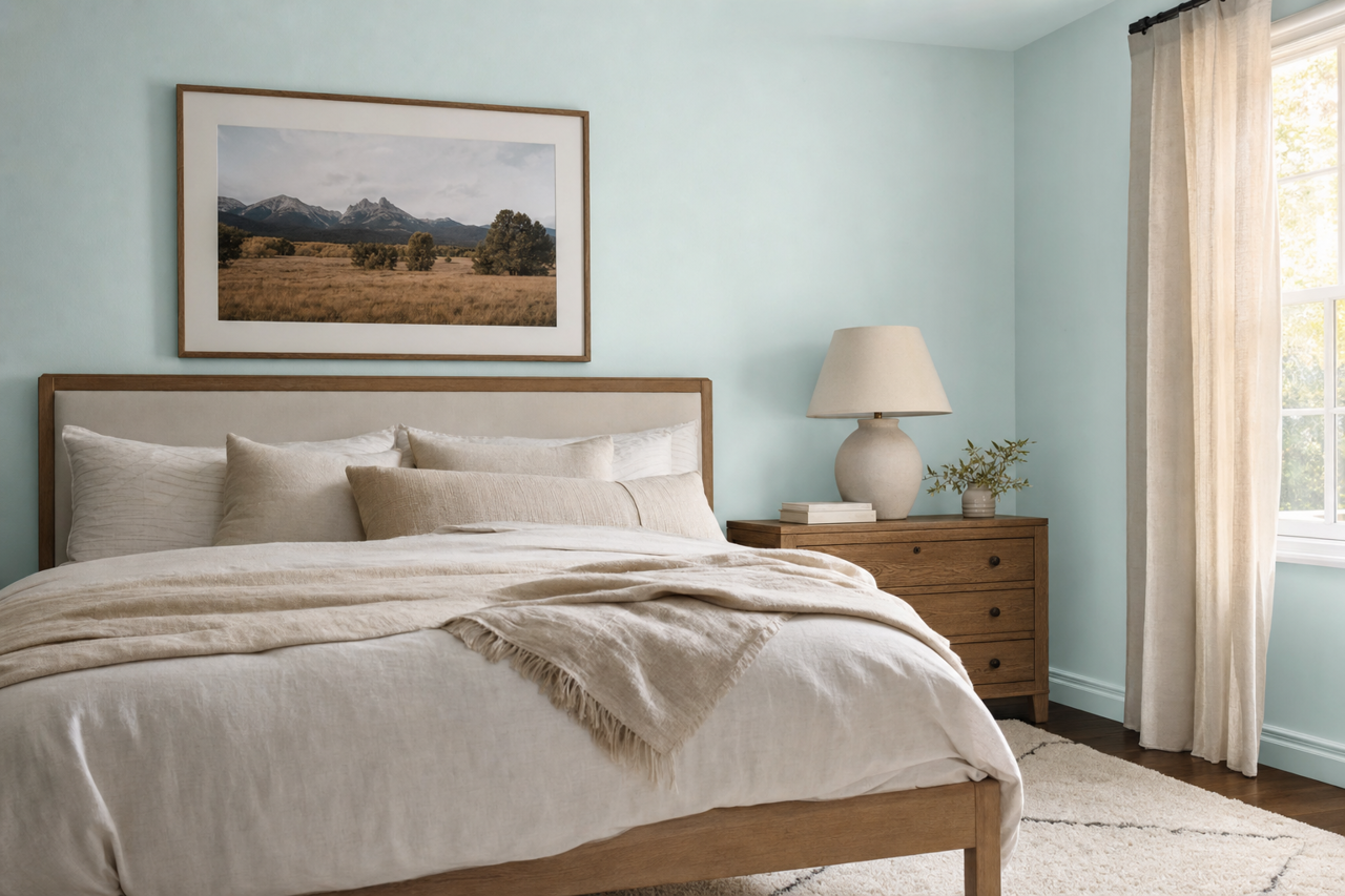 Fountain Mist by Valspar on interiors