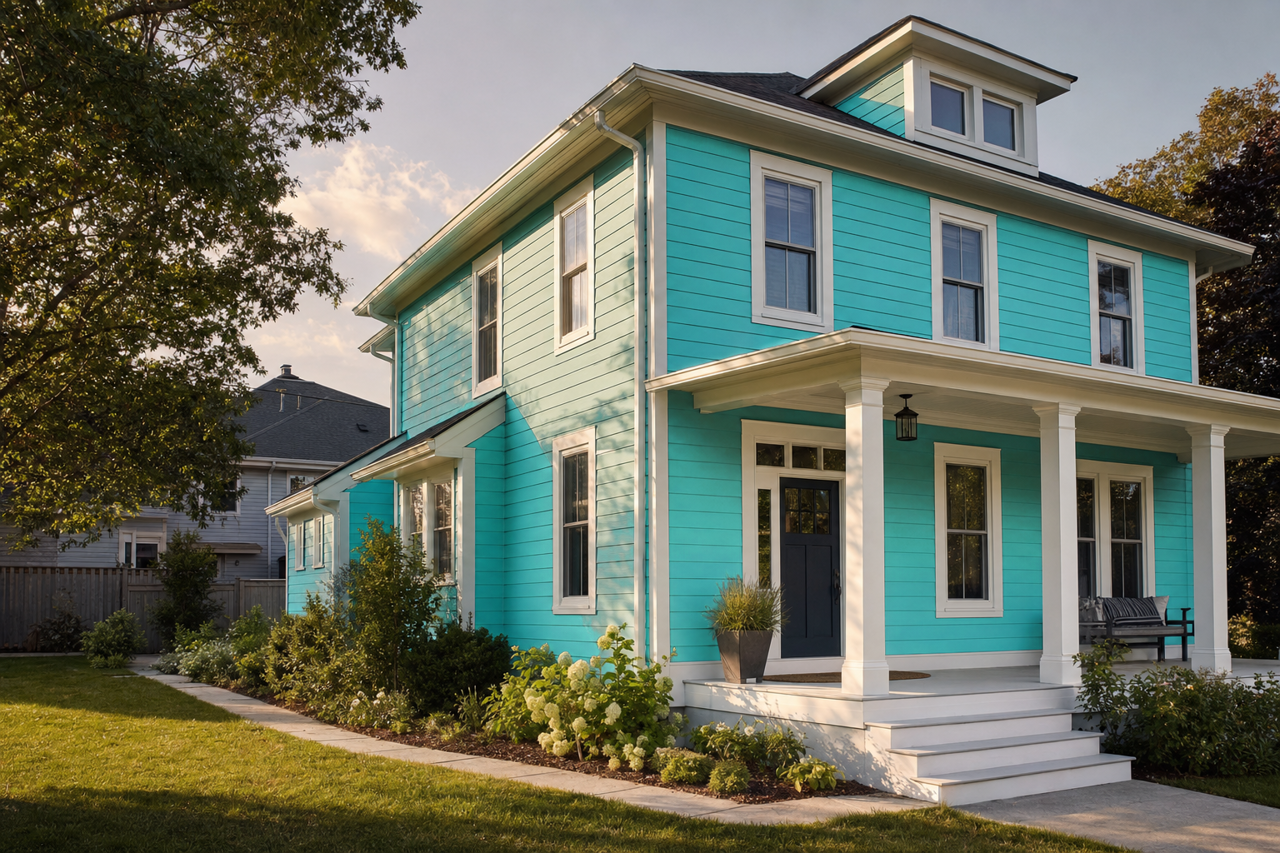 Turquoise Tint by Valspar on exterior