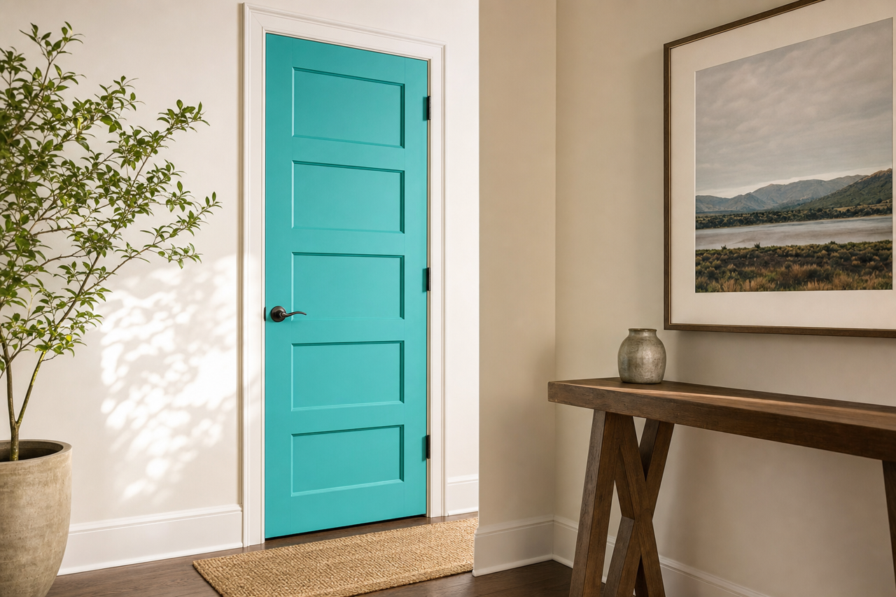 Turquoise Tint by Valspar on interior-doors