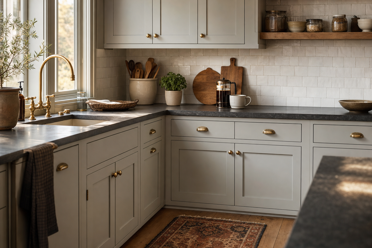 Granite Dust by Valspar on cabinets