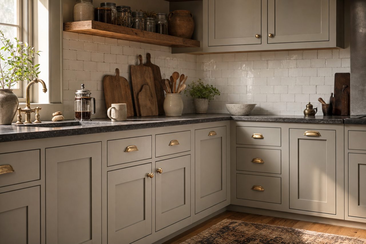 Wet Pavement by Valspar on cabinets